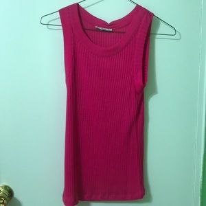 Pink ribbed tank top